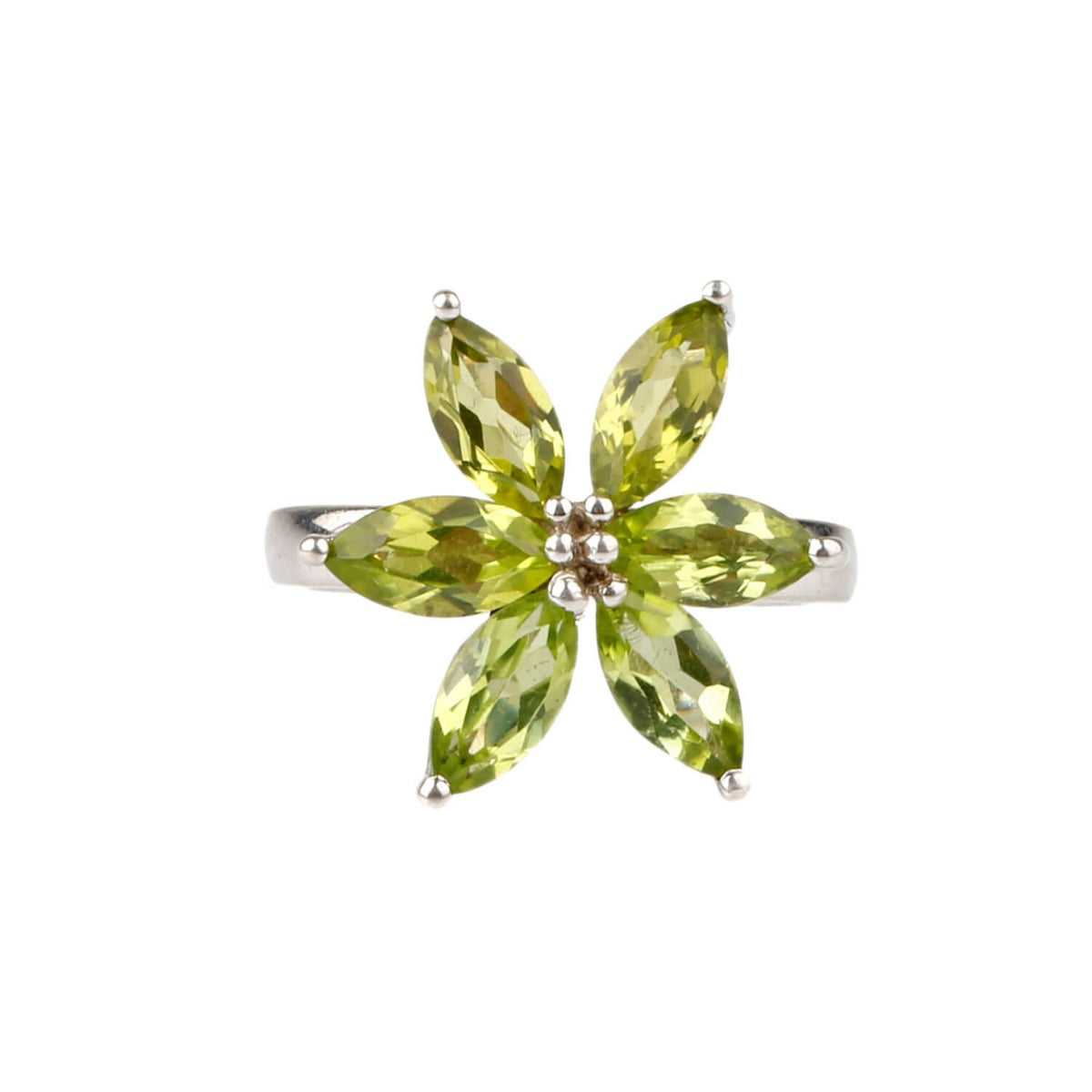 925 sterling silver peridot flower ring