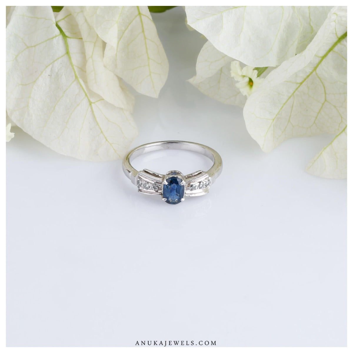 silver sapphire ring certified gemstone