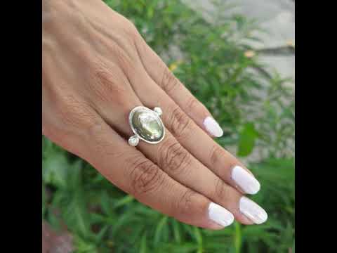 Bezel set abalone & pearl silver ring