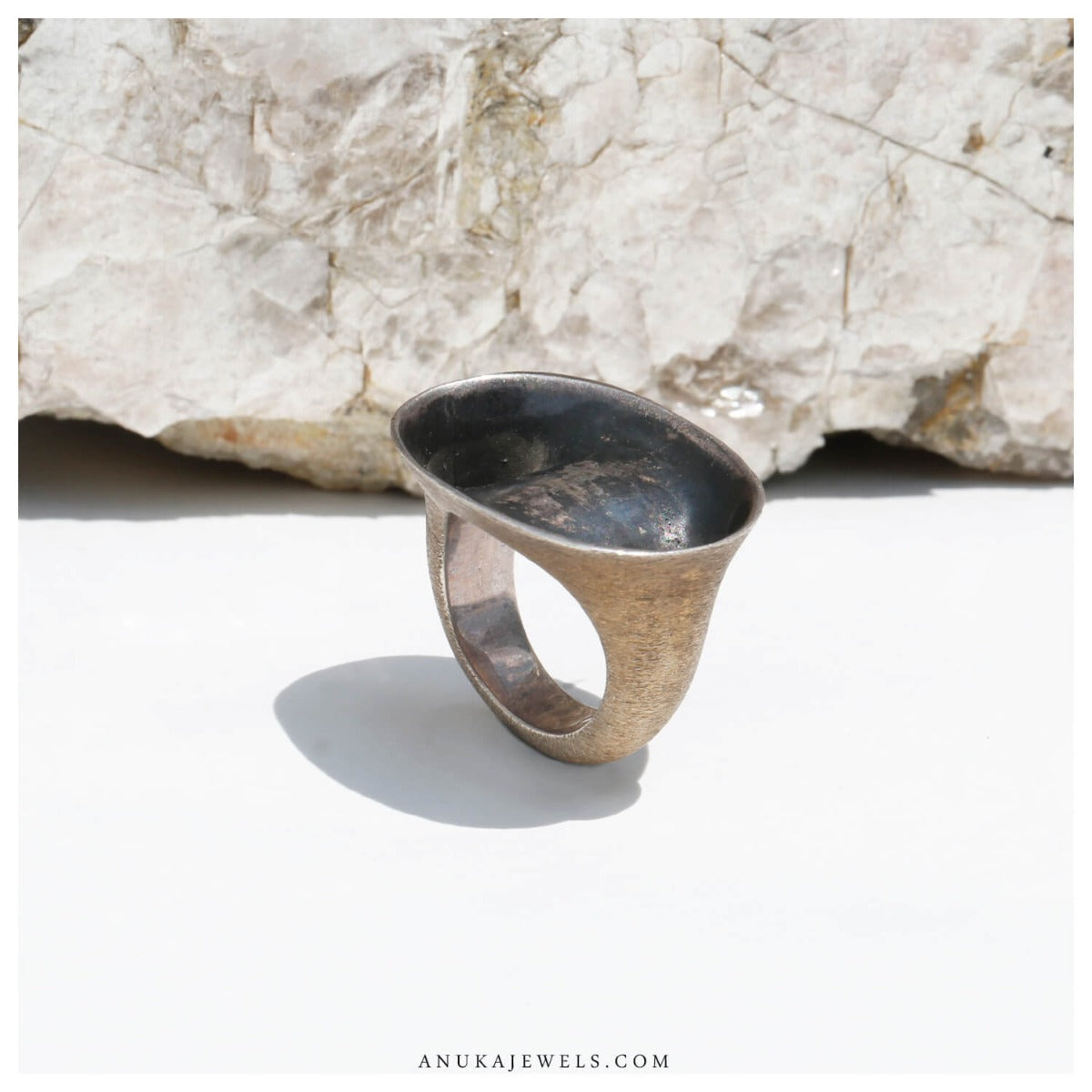 Uniquely earthy silver ring