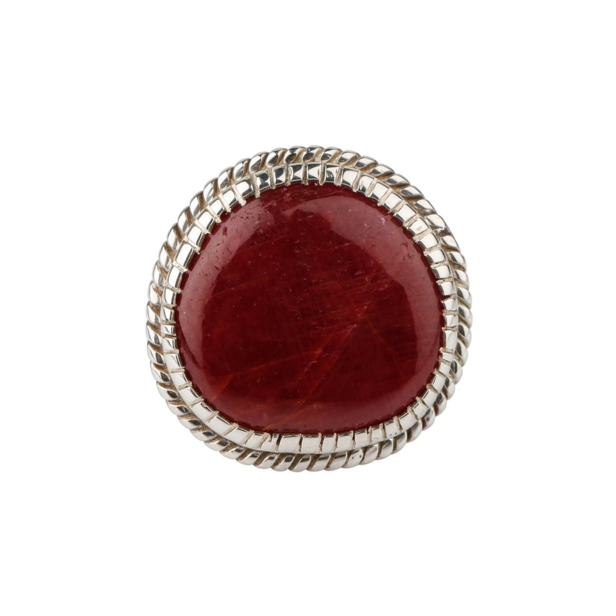 large ruby silver ring 23mm face sterling