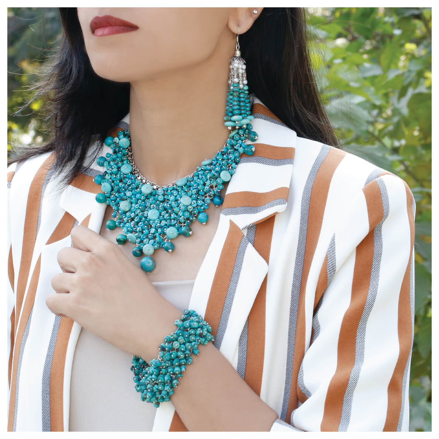 Turquoise Beads Artisan Silver 925 Necklace