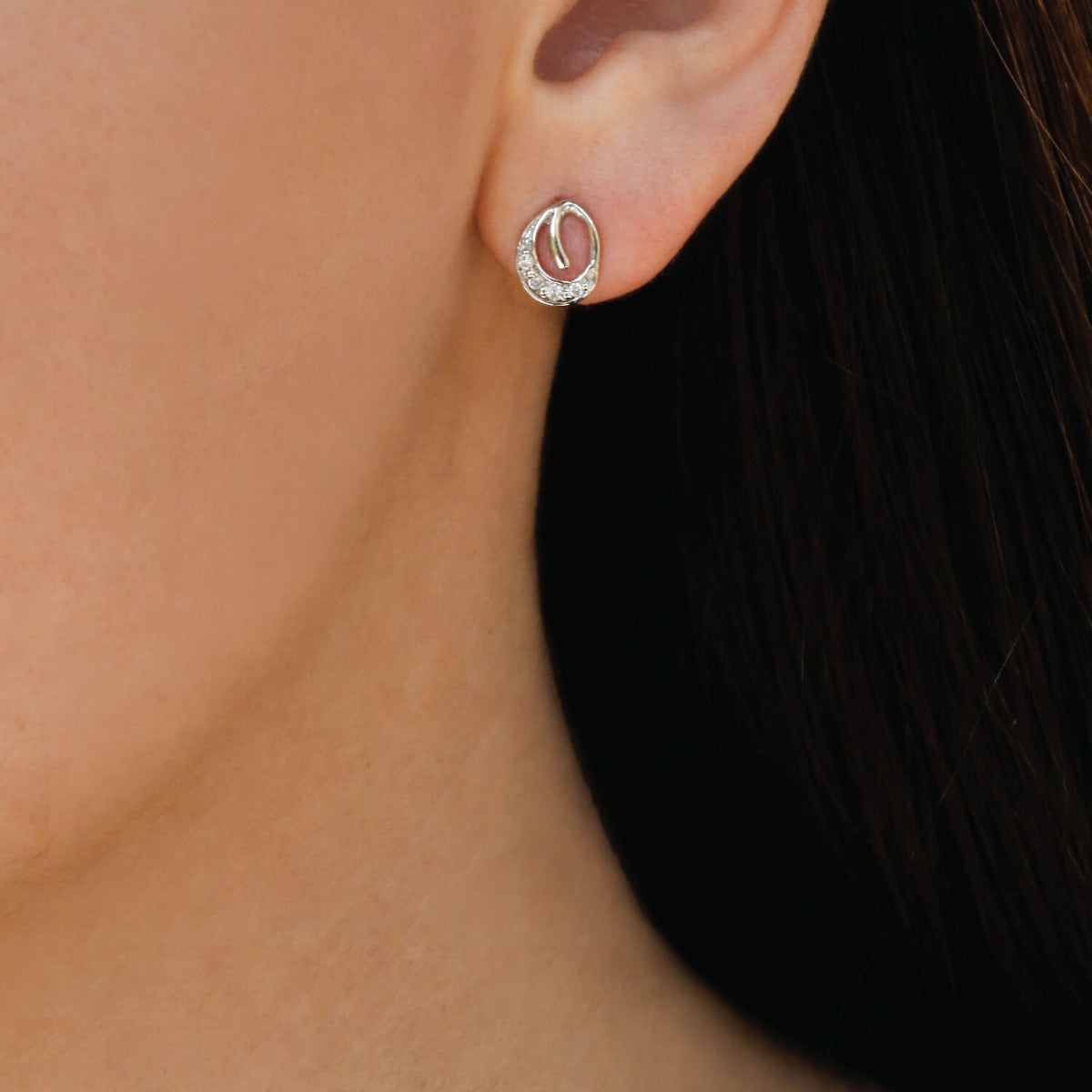 Ethereal Diamond Stud Silver 925 Earrings - Main Image