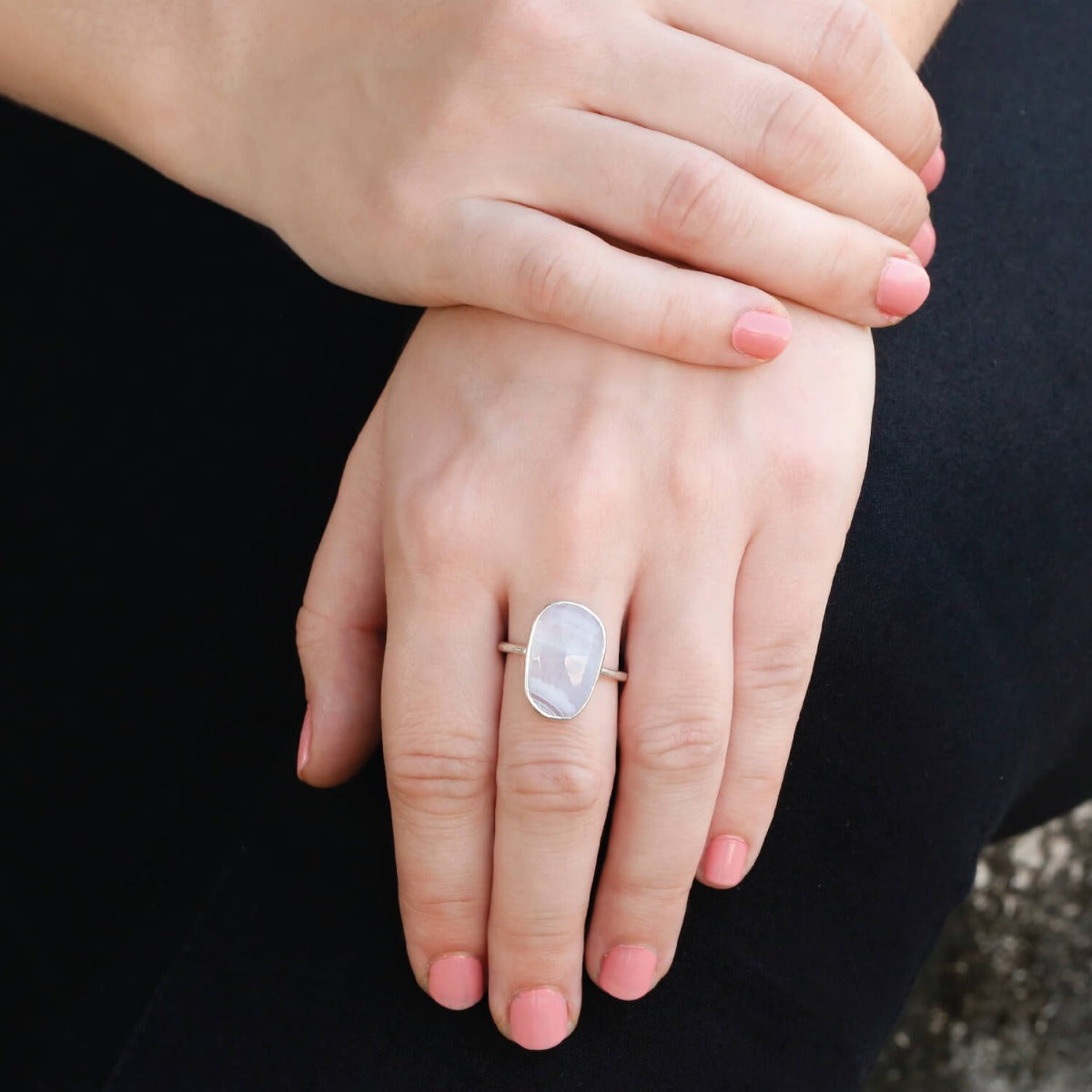silver ring, sterling silver ring, chalcedony ring, silver ring, silver chalcedony ring, blue ring, silver blue ring, blue silver ring,