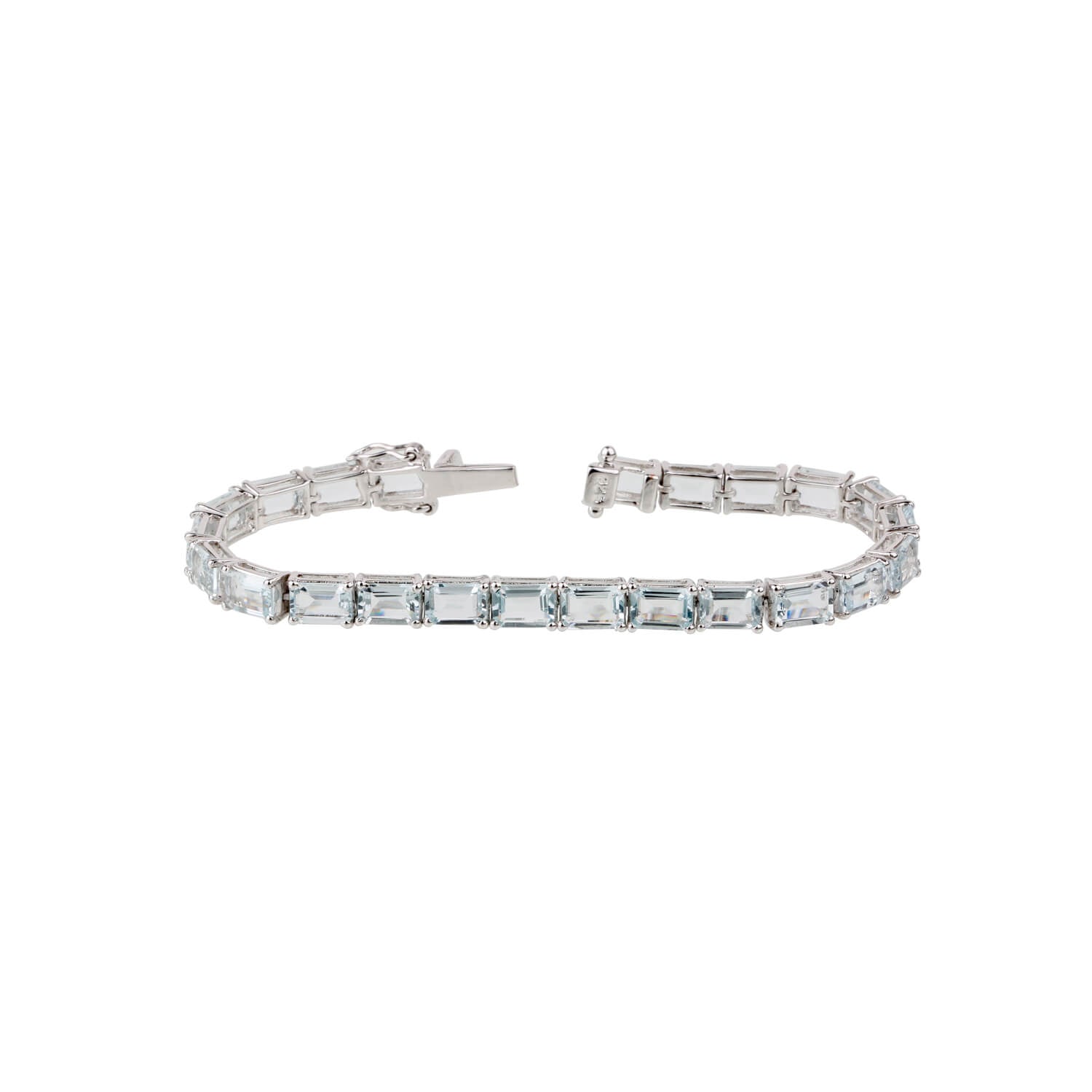 Rectangle Aquamarine 925 Silver Bracelet