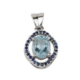 aquamarine pendant, sapphire pendant, sapphire & aquamarine pendant, blue pendant,dark blue pendant, silver pendant, sterling silver pendant