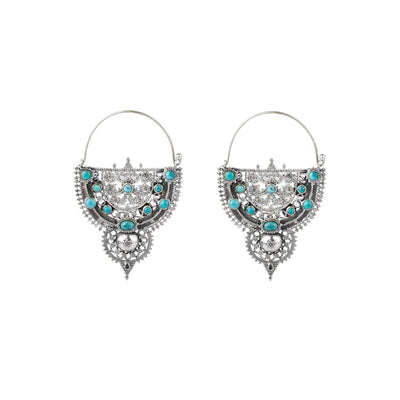 Alluring Lapis Antique Finish Silver 925 Hoops