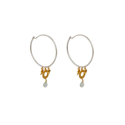 Black Onyx Drop Silver 925 Hoops