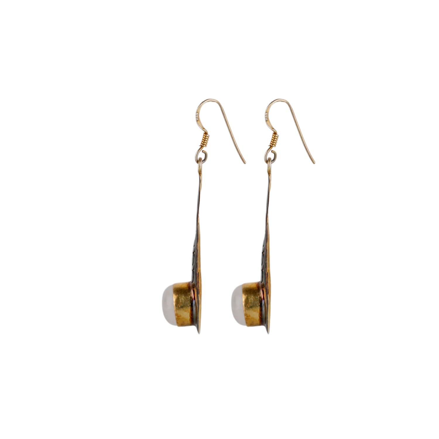 Moonstone Two Tone Leaf Silver 925 Earrings