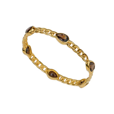 Pear Shape Amethyst gold plated 925 silver Chain Bangle