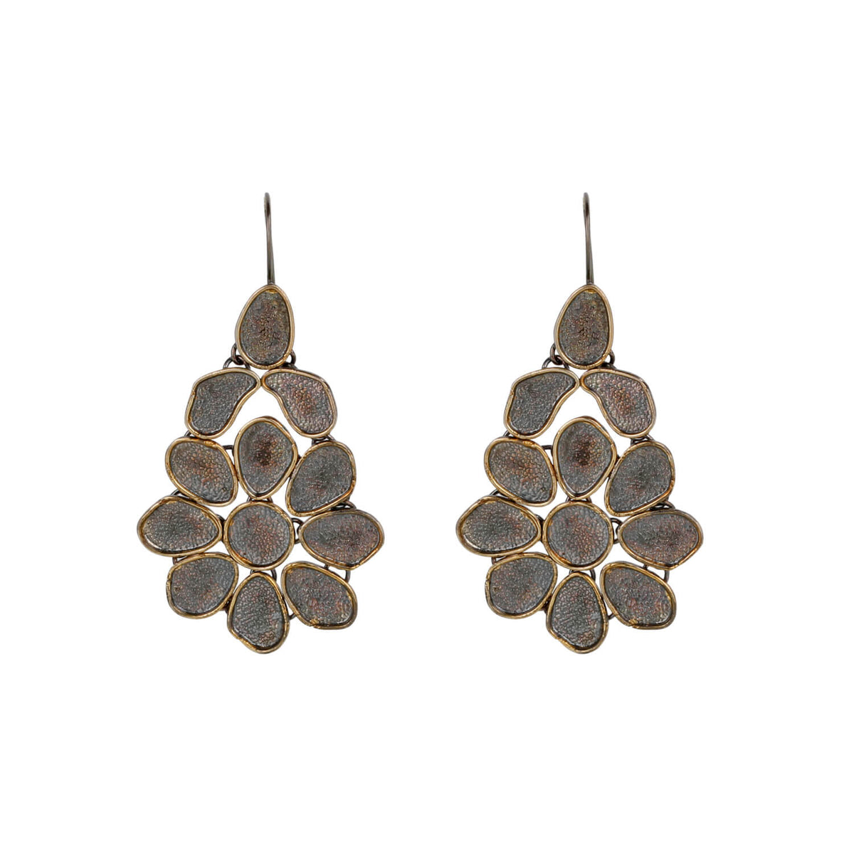 Flexible Flower Two Tone Hanging Silver 925 Earrings