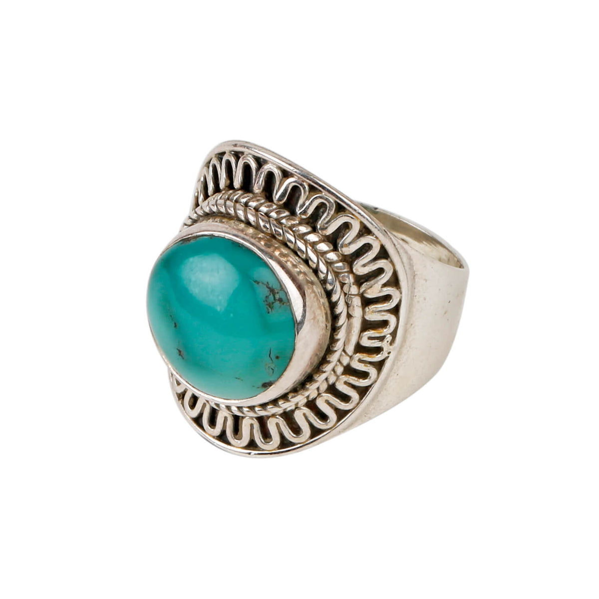 Hippie Turquoise Boho Silver 925 Ring