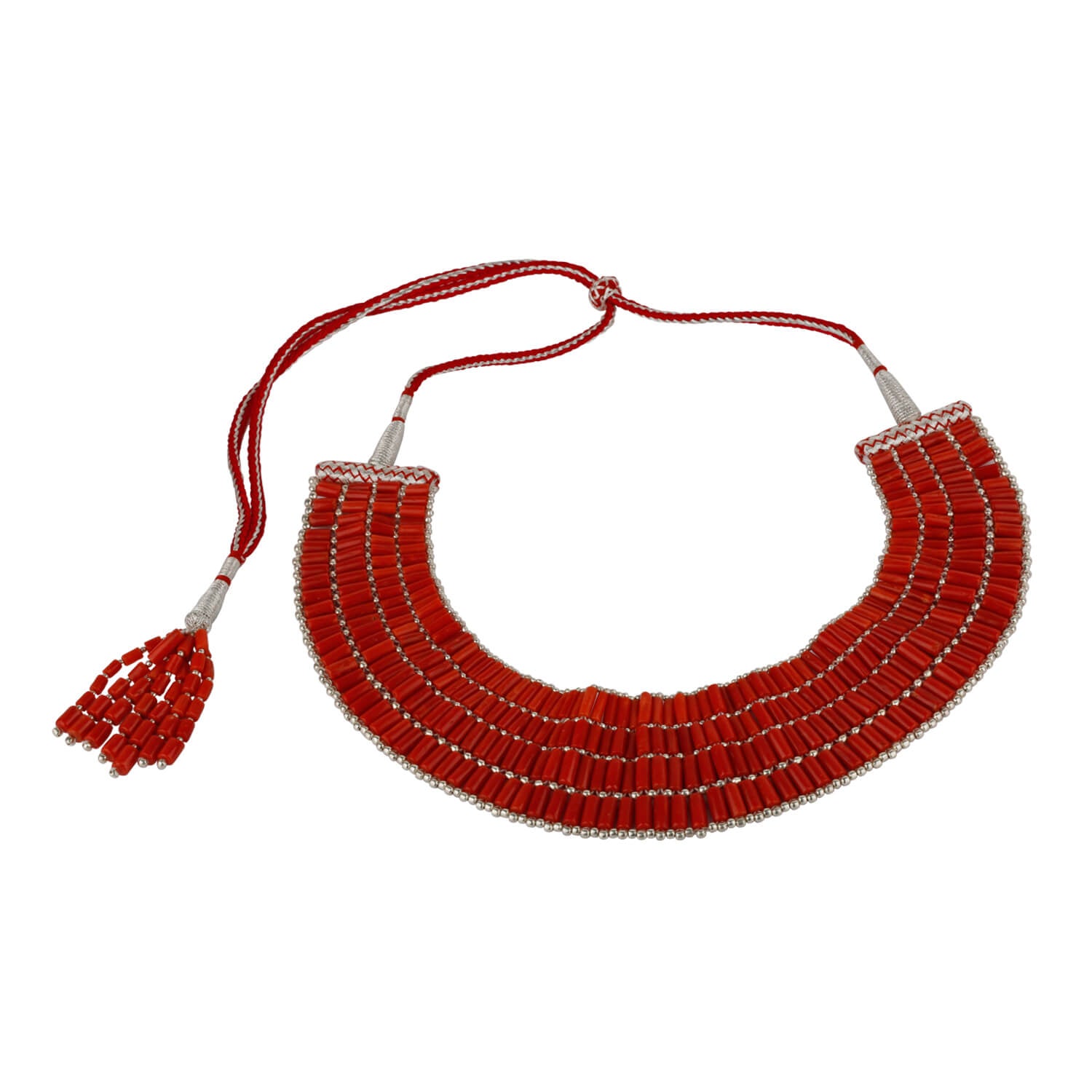 Bib Coral and Silver925 Necklace