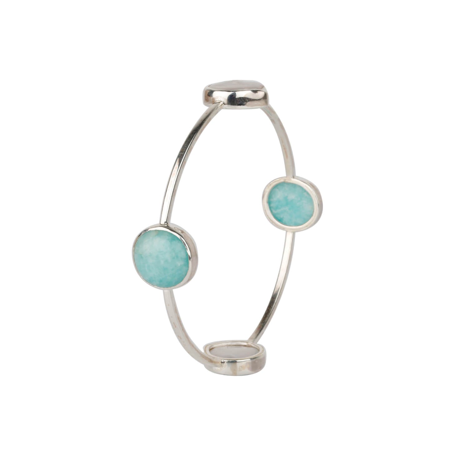 Pearl & Amazonite Silver 925 Bangle