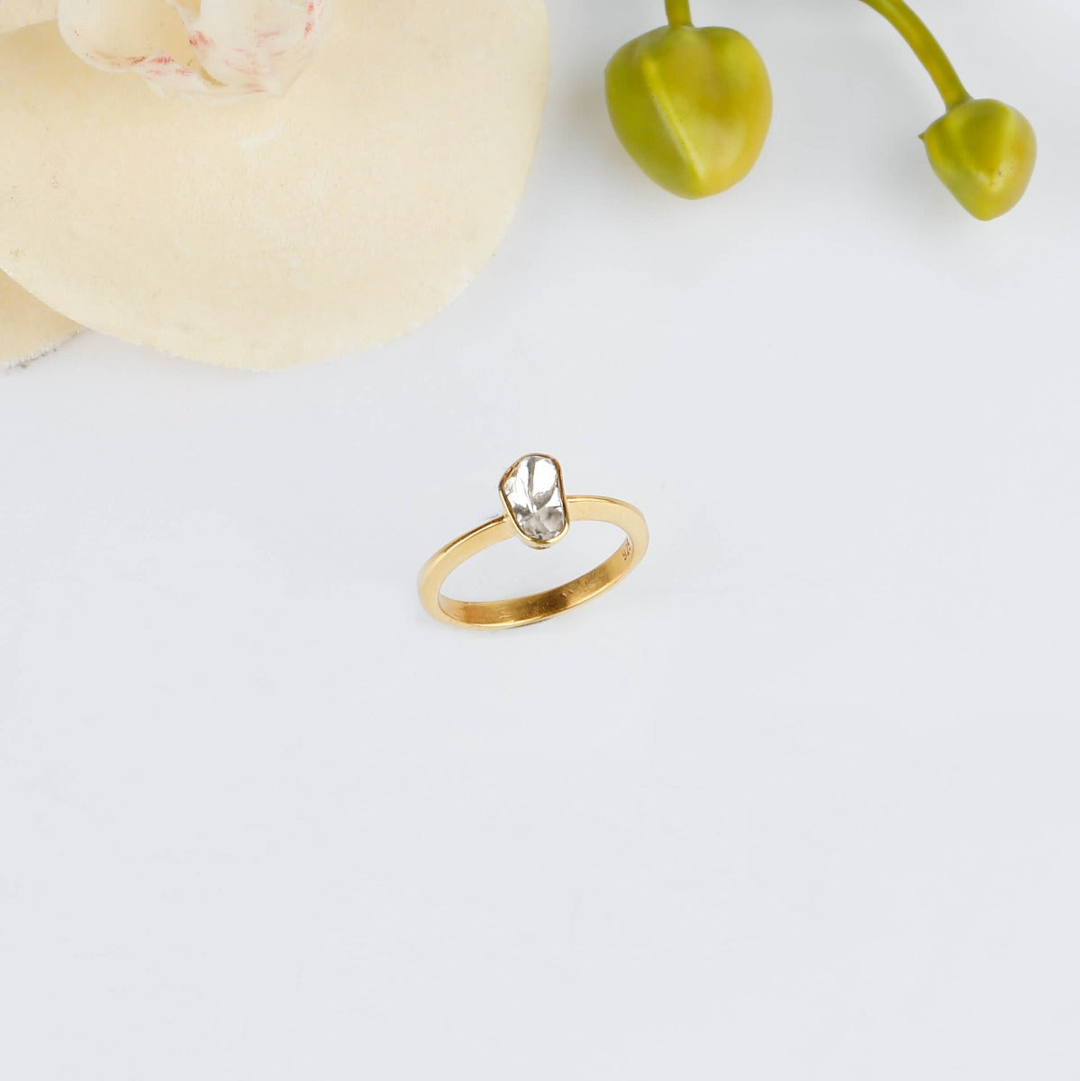 Artistic gold plated diamond ring
