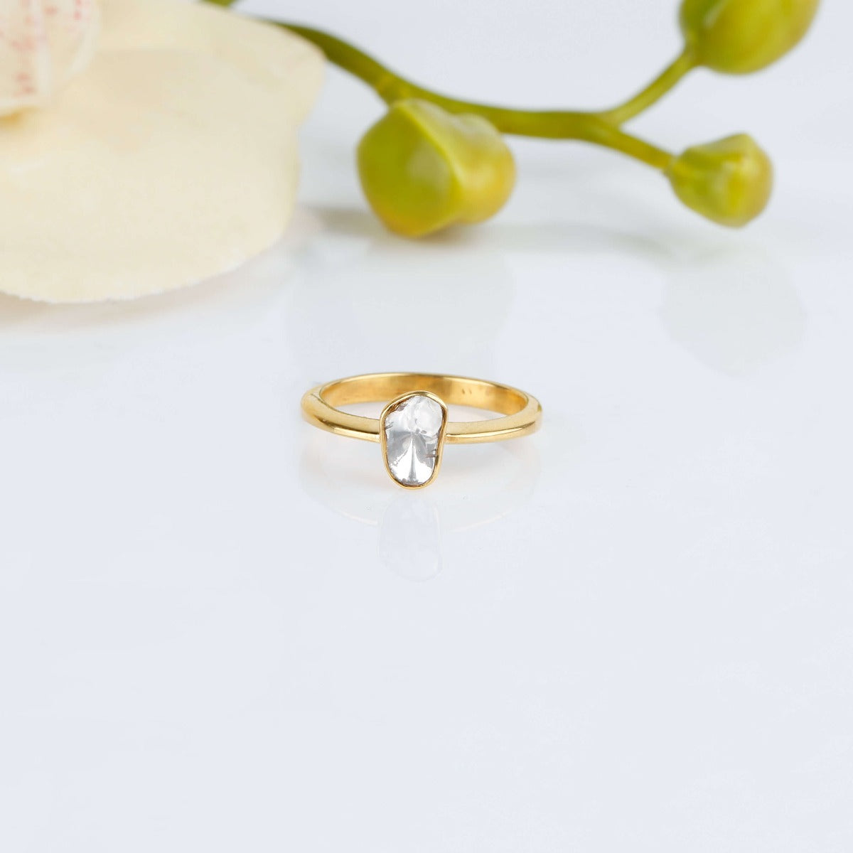 Artistic gold plated diamond ring