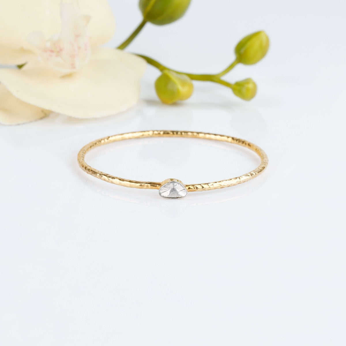 Elegant gold plated diamond bangle