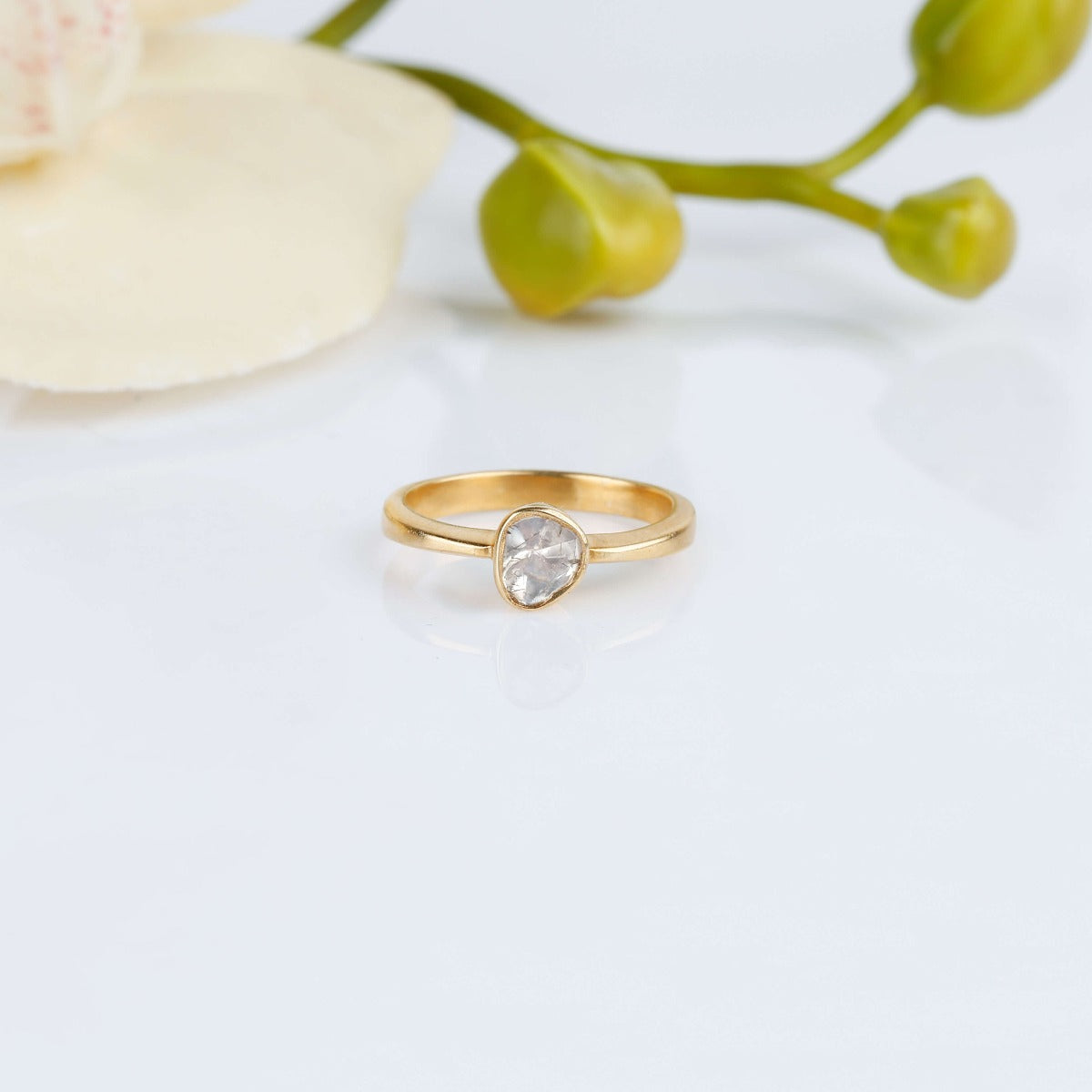 Fascinating 18k Gold Plated Silver and Diamond Ring