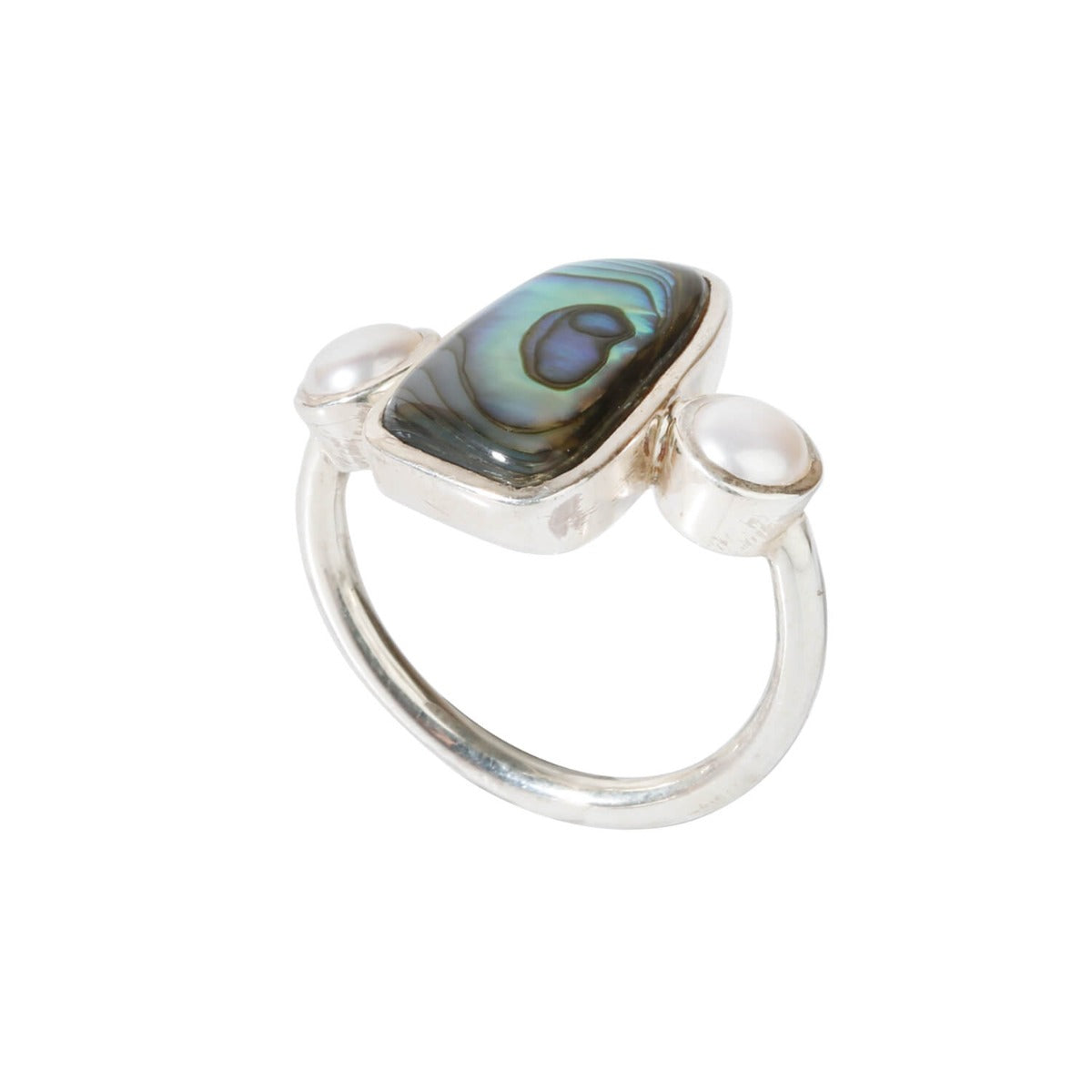 Pearl & Abalone silver ring