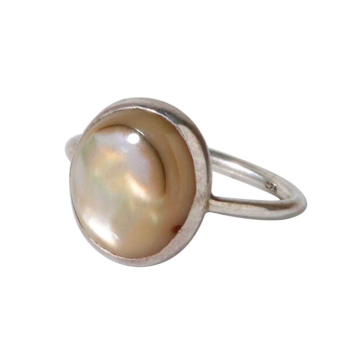 Round abalone silver ring
