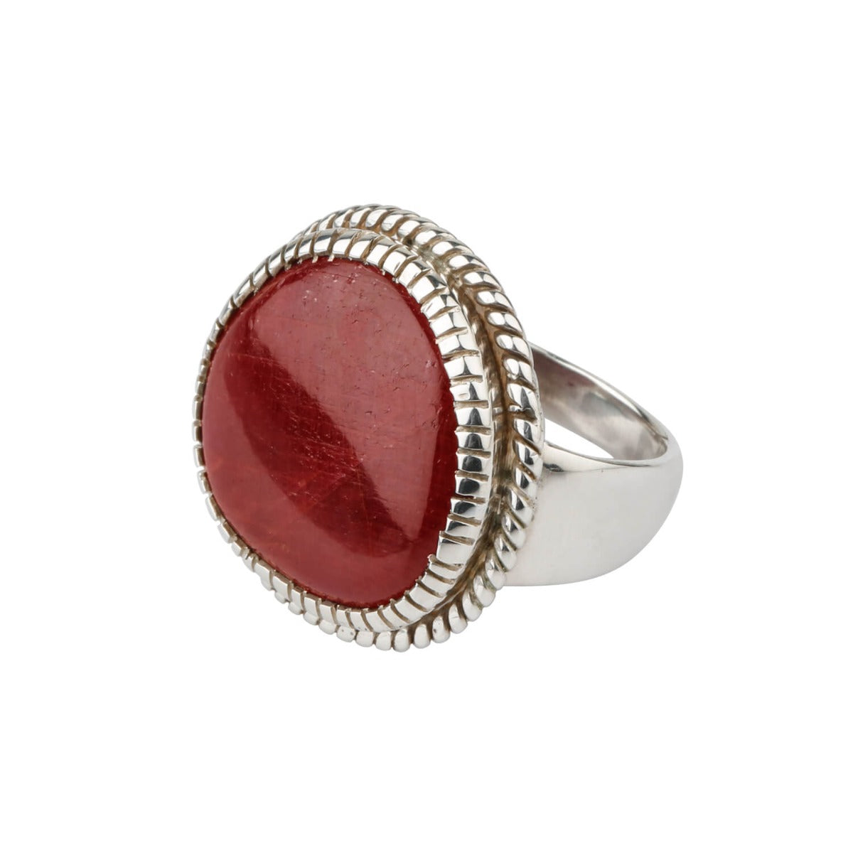 ruby statement ring double rope milgrain bezel