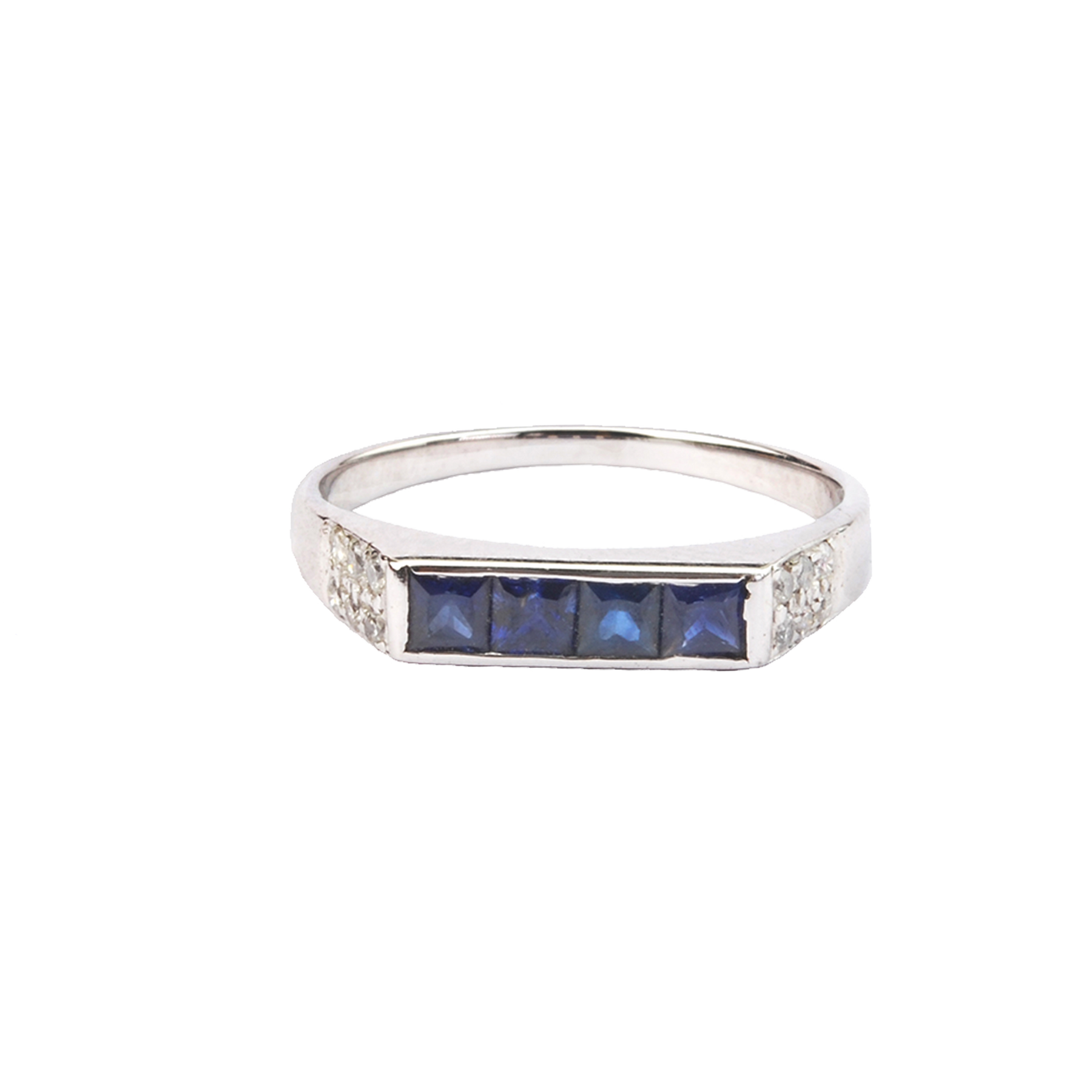 Silver Ring Tennis style with Sapphires and Diamonds
