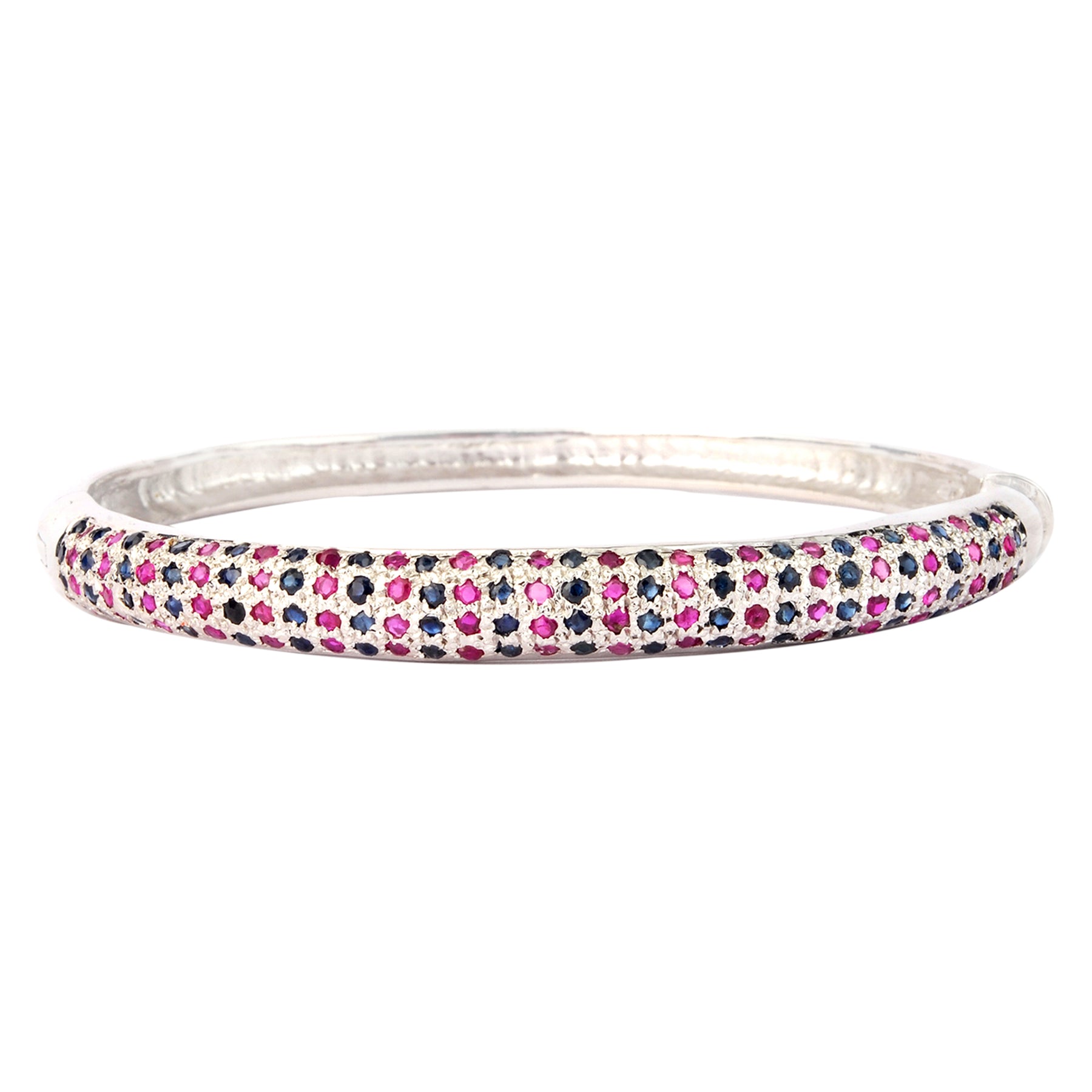 Silver Bangle with Ruby and Sapphire