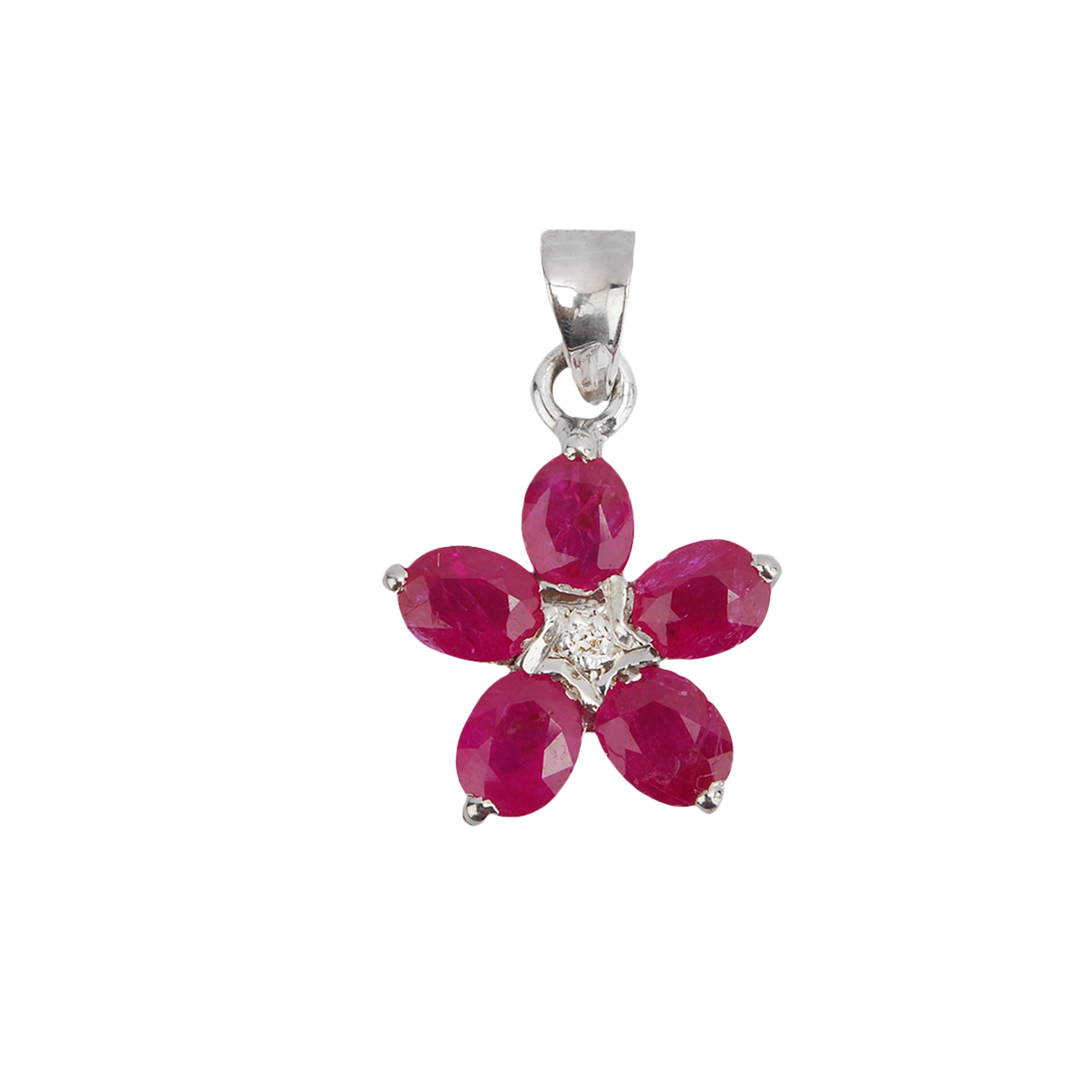 Silver Pendant with Ruby and Diamond