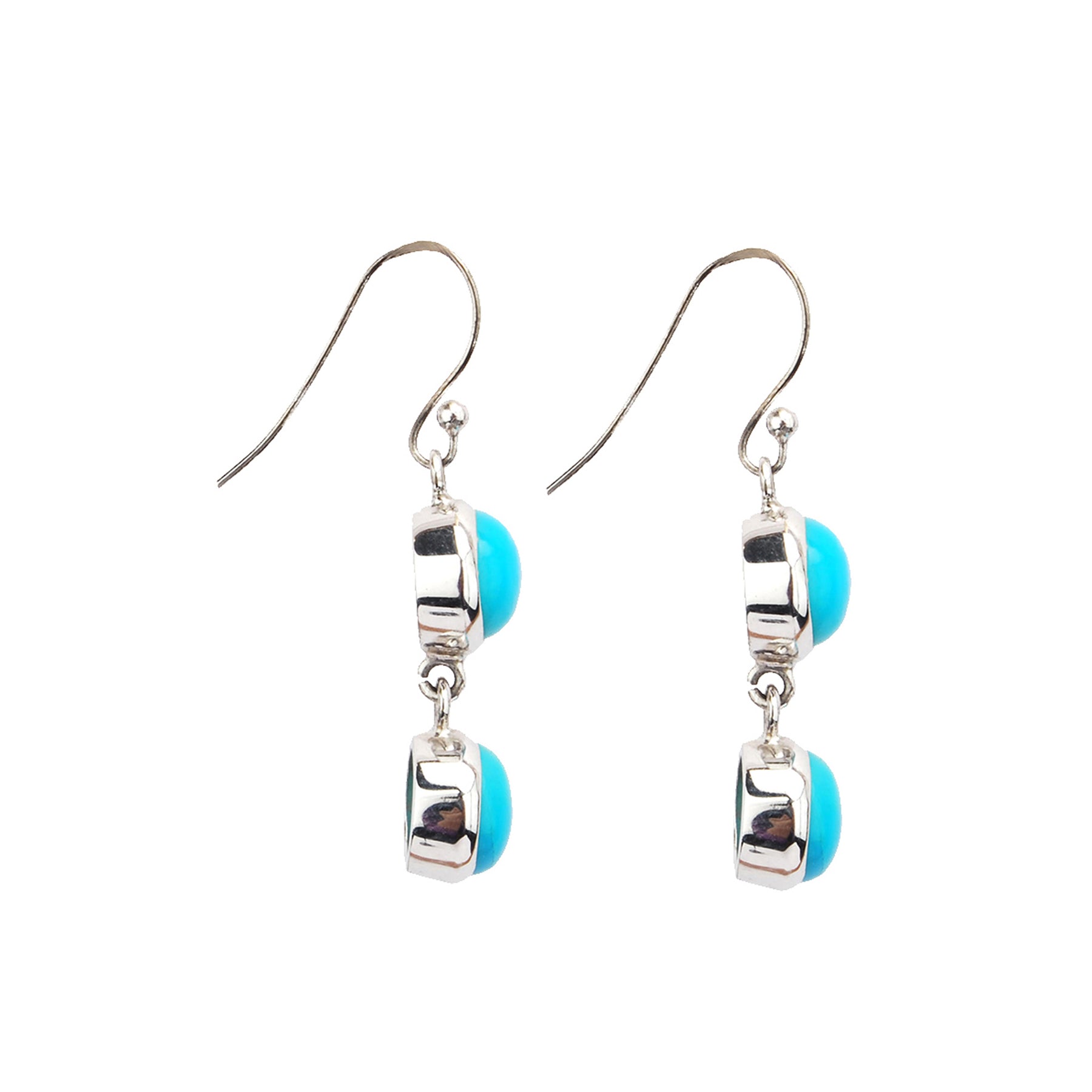 Silver earrings with bezel set turquoise