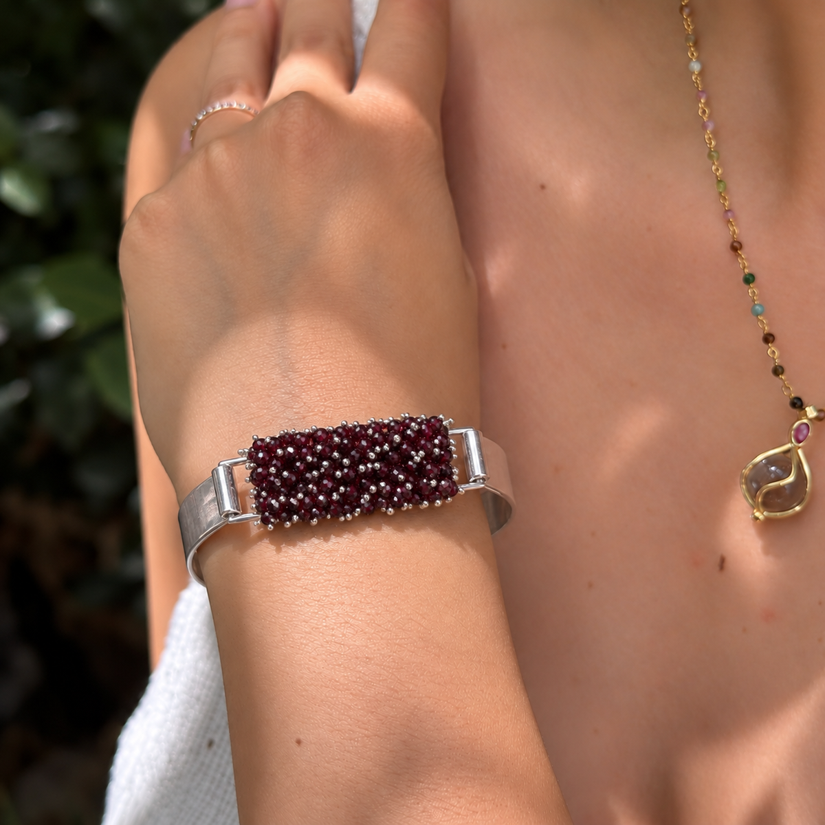 Seol Gemstone 925 Silver Cuffs Bangle