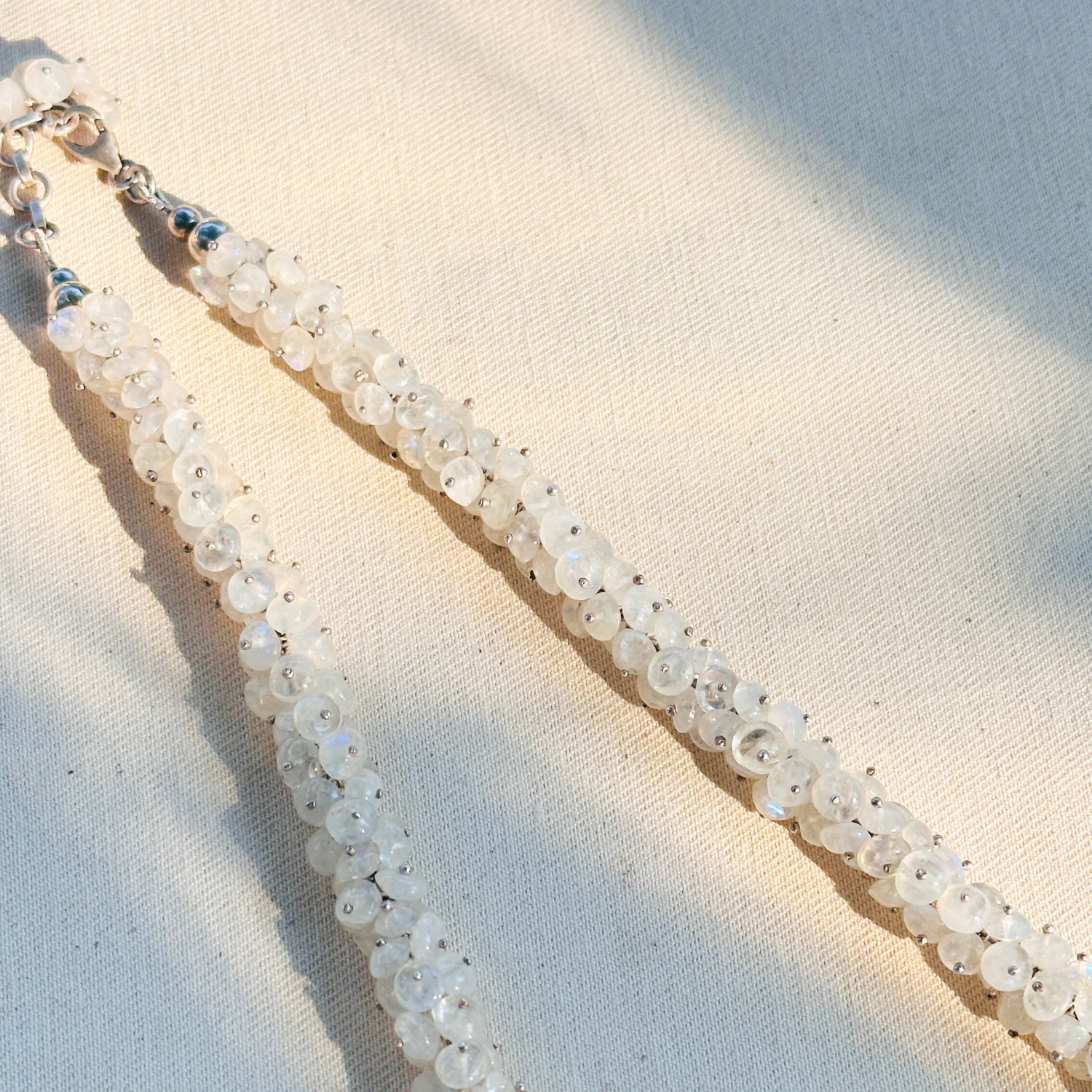 Silvi Rainbow Moonstone Beads Silver 925 Necklace