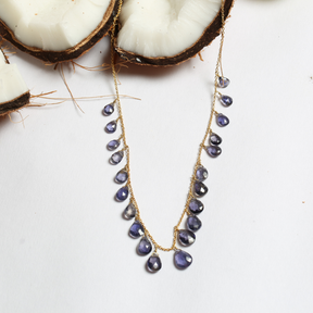 Skim Iolite 18K Gold Plated Silver 925 Necklace