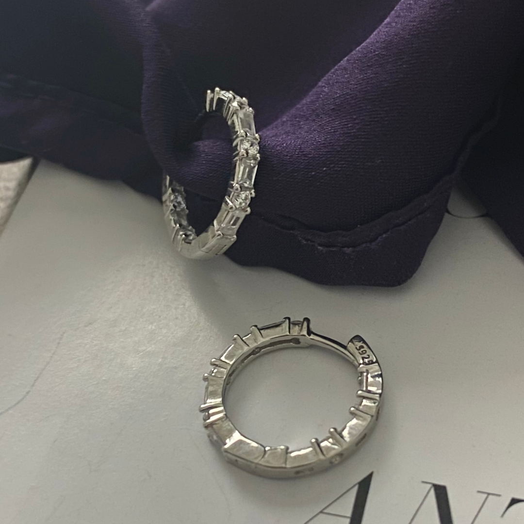 Enigma Silver Hoop Earings