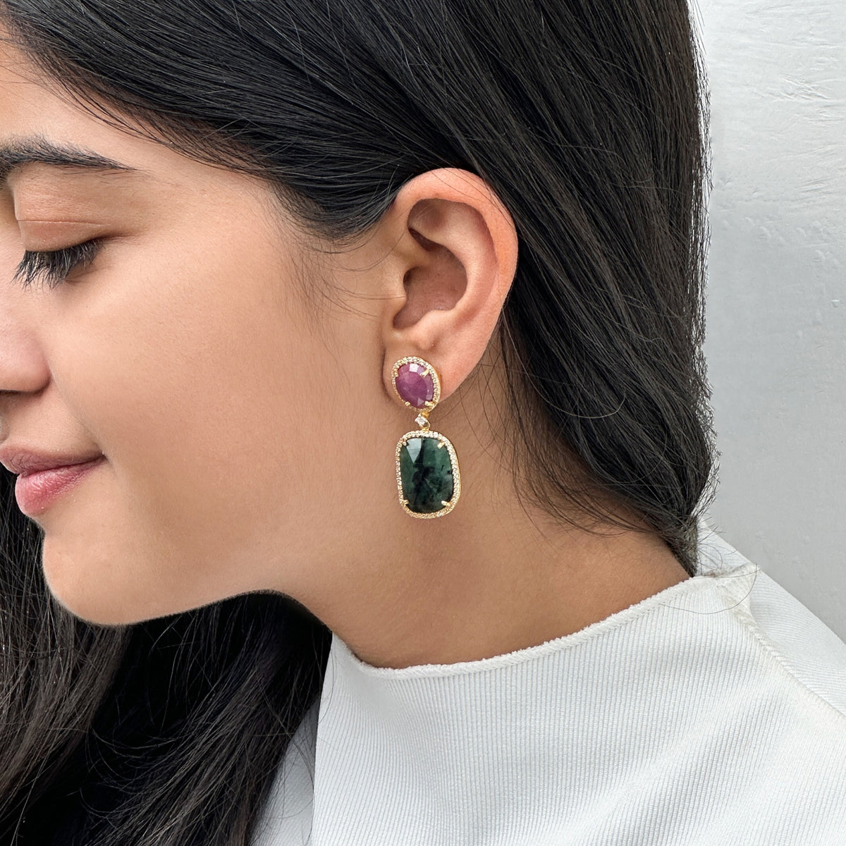Mahika Ruby & Emerald Silver 925 Earrings