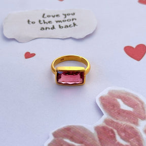 Celeste Tourmaline Gold Plated Silver 925 Love Ring