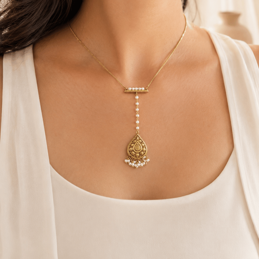 Arunya 18K Gold Plated Silver 925 Pearl Necklace
