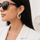 Lahari 18K Gold Plated Silver 925 Pearl Beaded Hoop Earrings