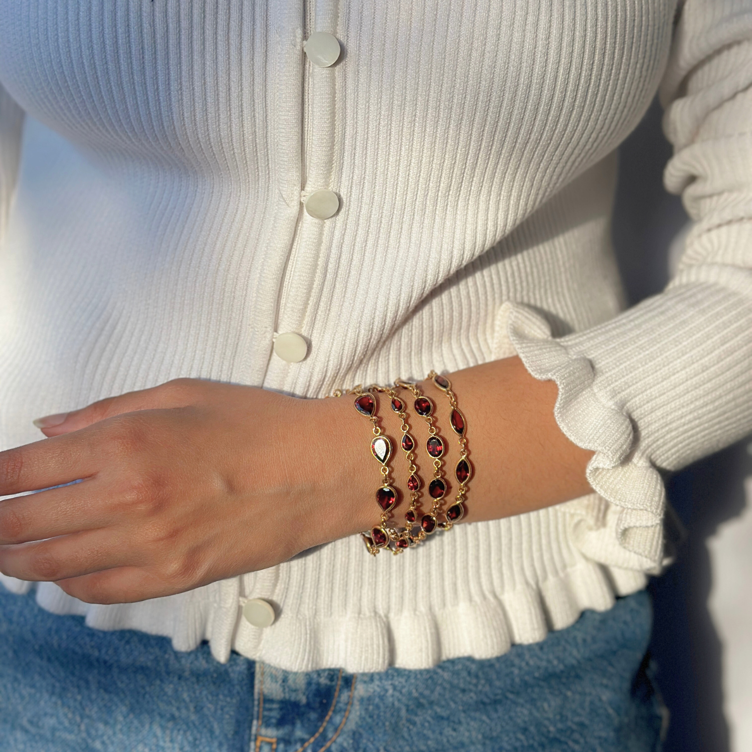 Velm Garnet Silver 925 Bracelet