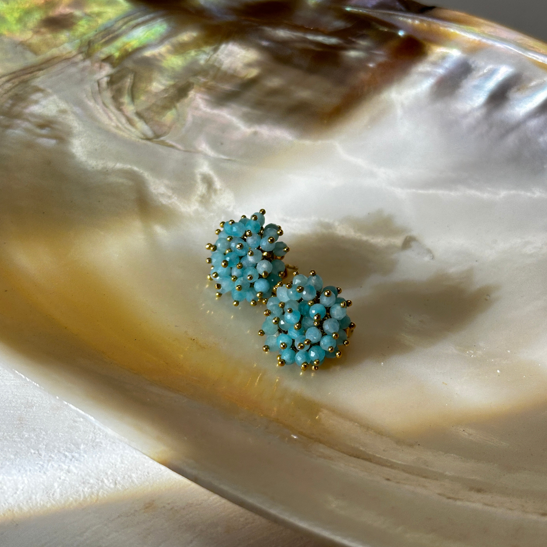 Arua Amazonite 18k Gold Plated Silver 925 Earring