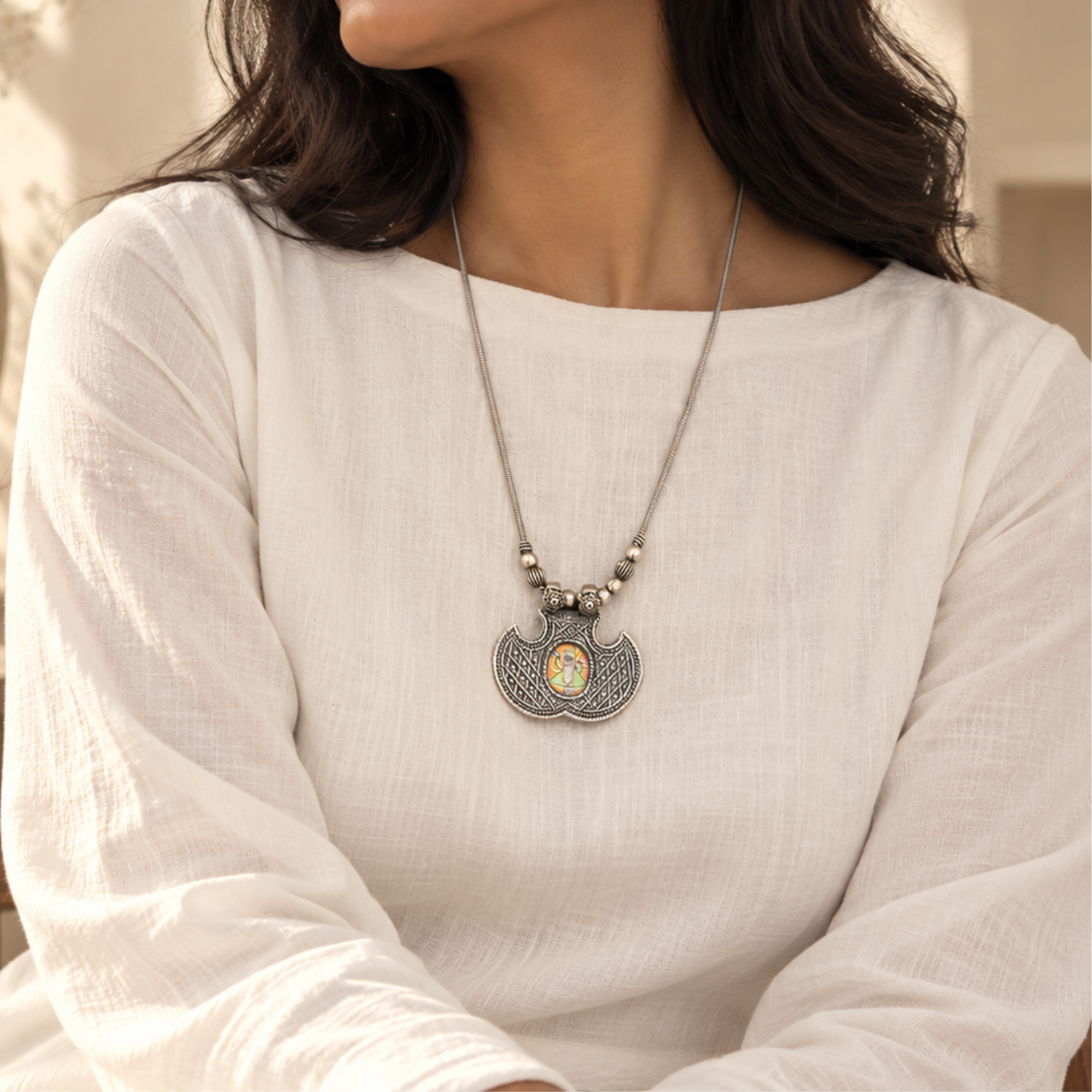 Rupa Silver 925 Handpainted Necklace