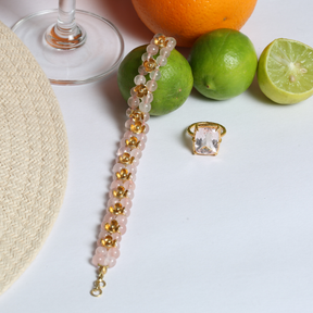 Dahalia Rose Quartz 18K Gold Plated Silver 925 Bracelet