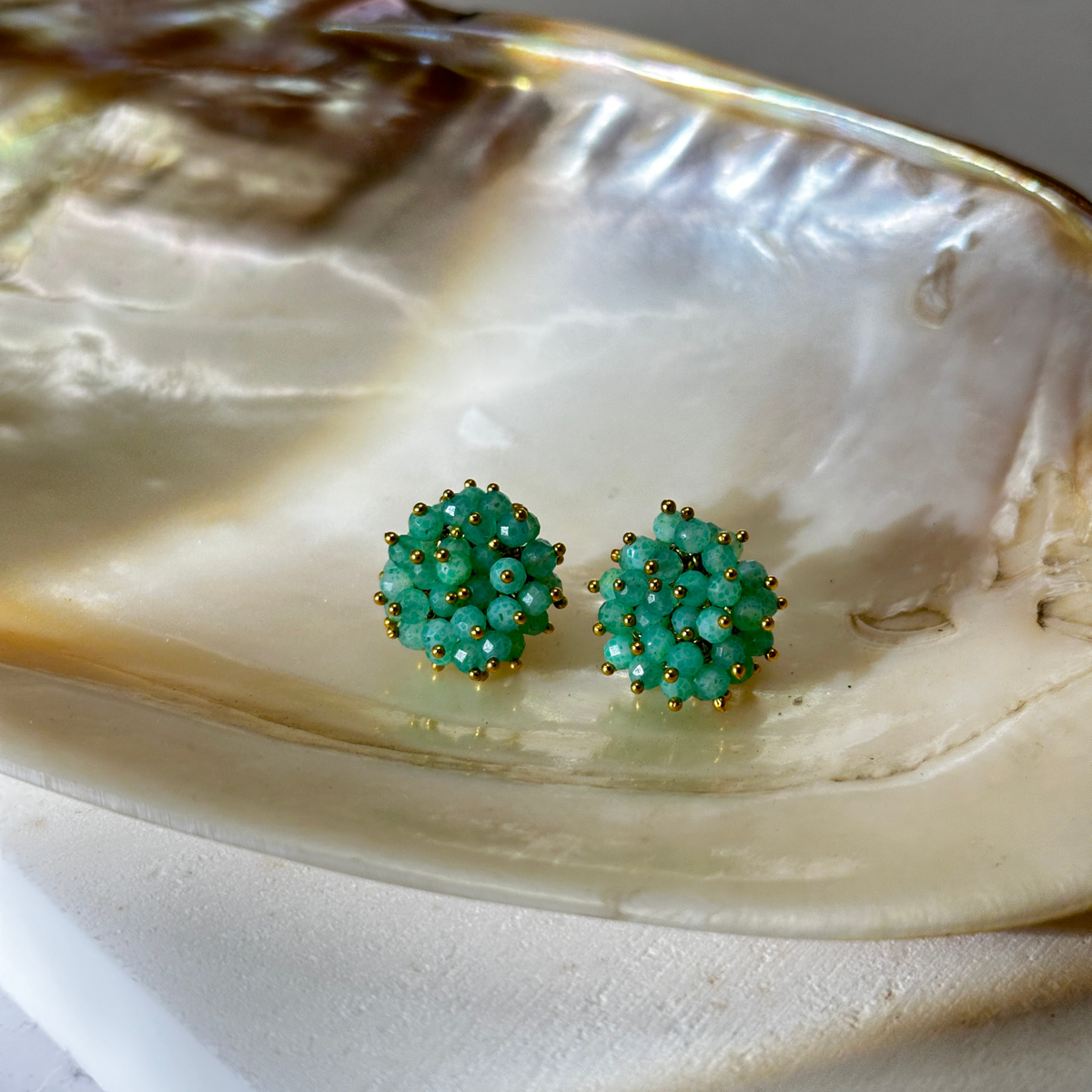 Riro Chrysoprase 18k Gold Plated Silver 925 earrings