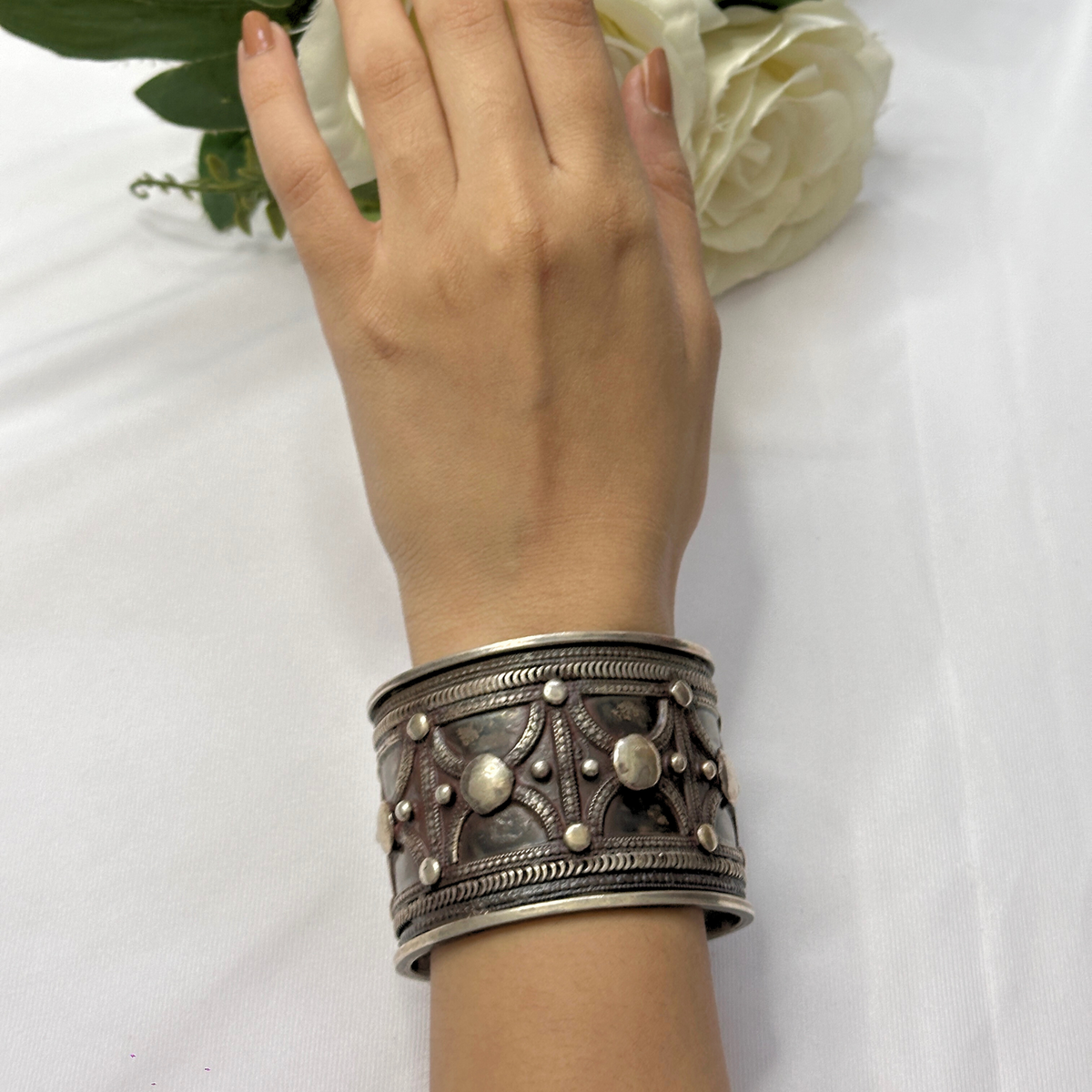 Kripa Traditional Silver Cuff Bangle