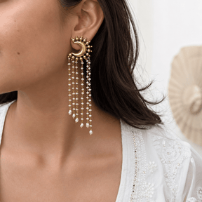 Tarumyi 18K Gold Plated Silver 925 Pearl Drop Earrings