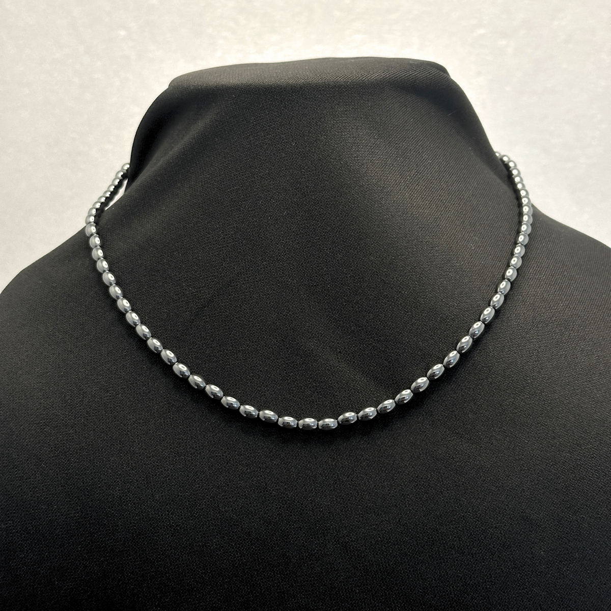 Gunmetal Beaded Men's Silver 925 Chain Necklace