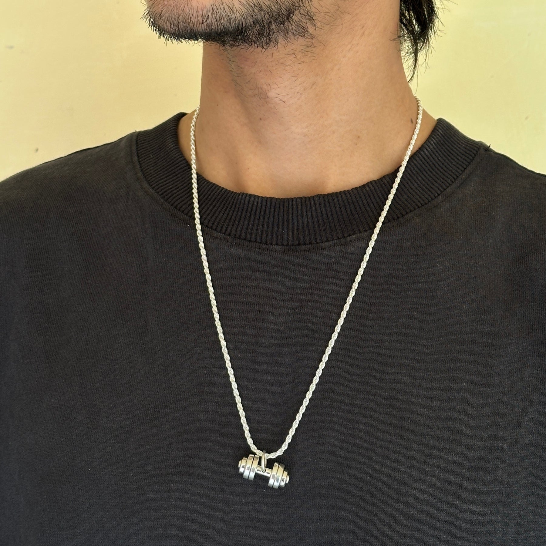 Dumbbell Silver 925 Men's Pendant
