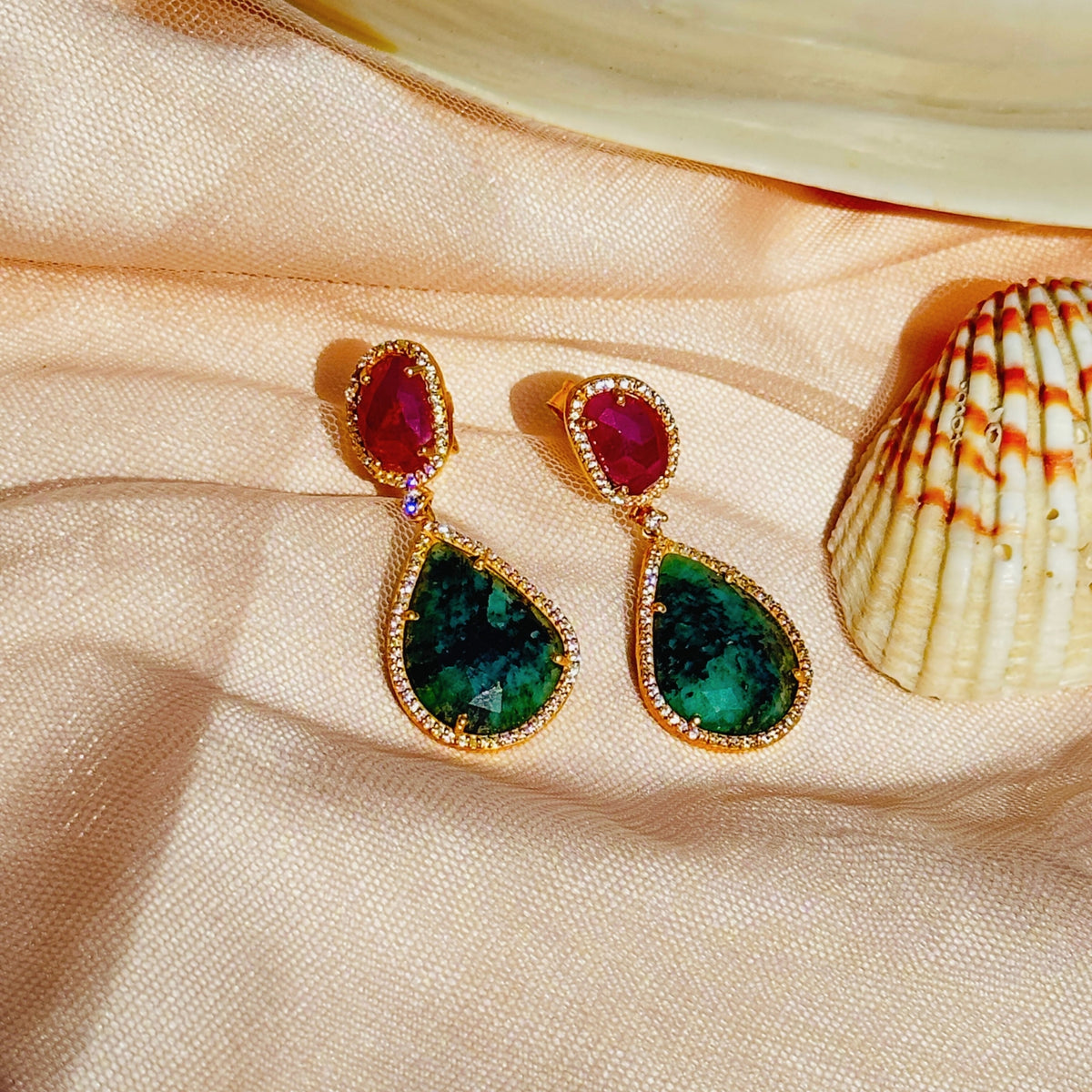 Navya Ruby & Emerald Silver 925 Earrings
