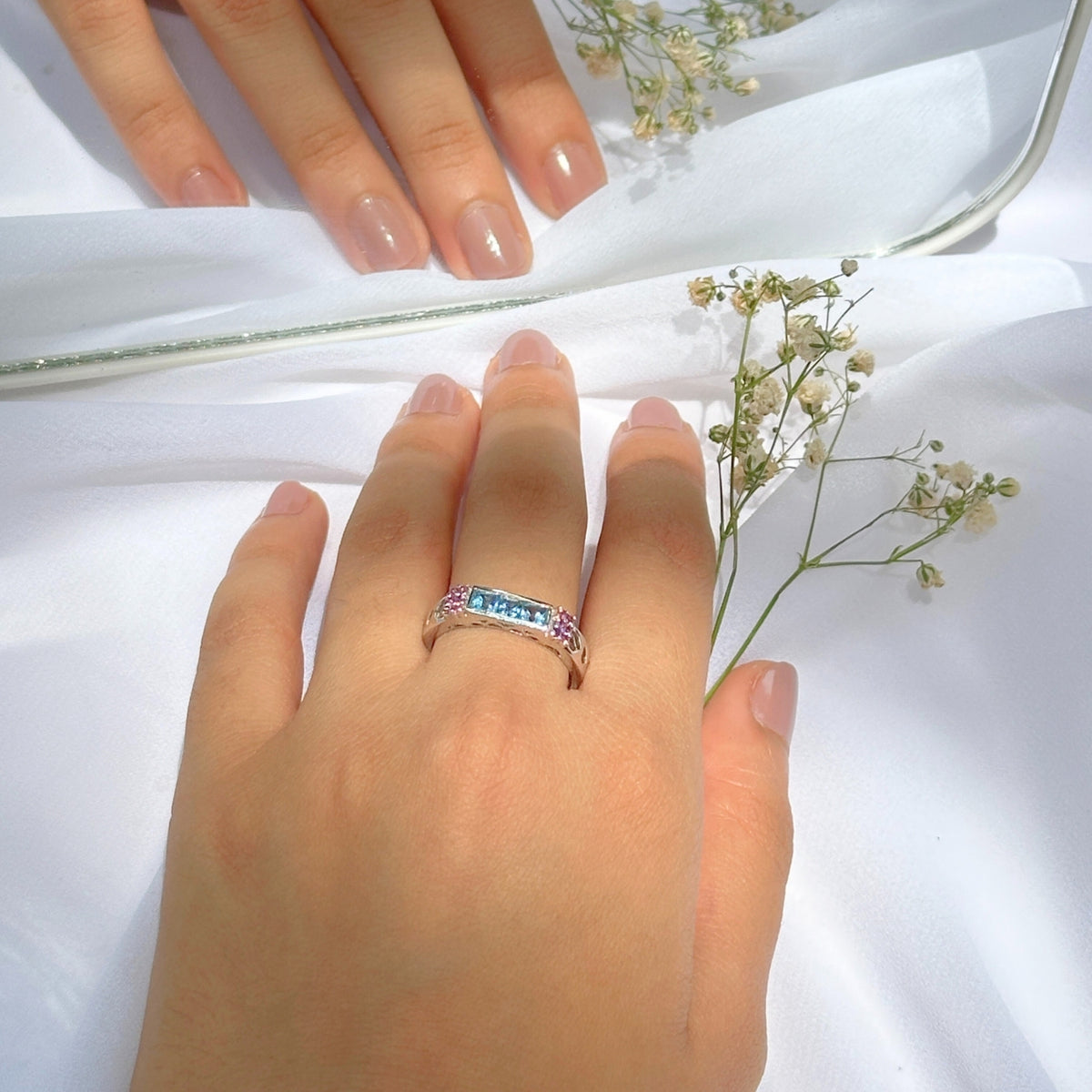 Velz Blue Topaz and Amethyst Silver 925 Ring