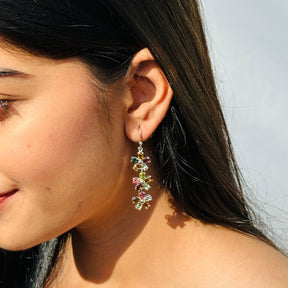 Frangipani Garnet, Citrine & Tourmaline Gemstone Silver 925 Earrings