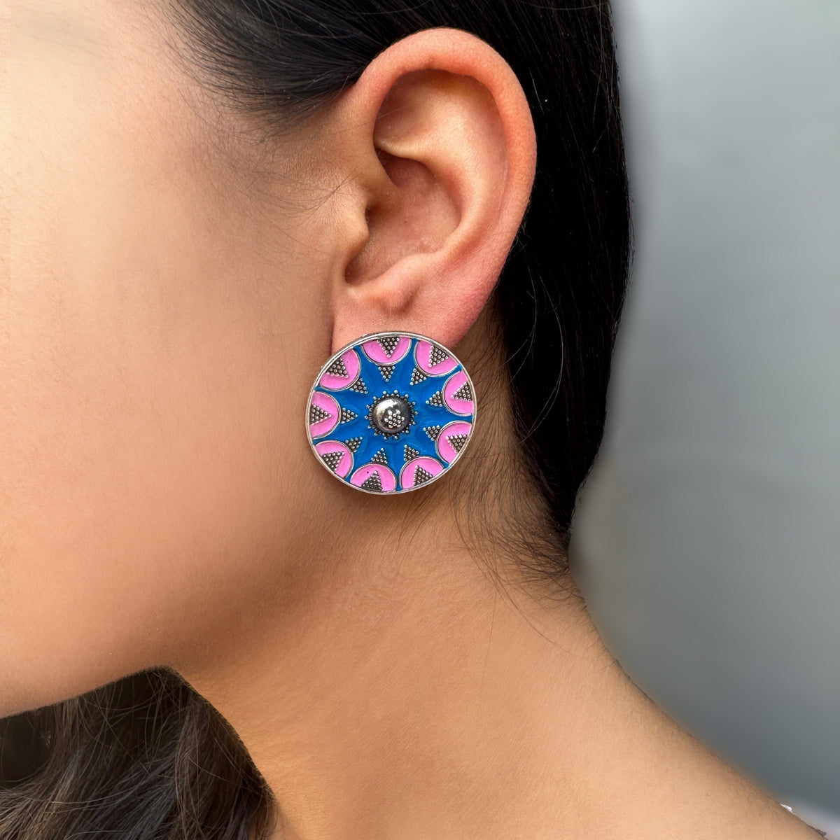 Pink and Blue Enamel Studs